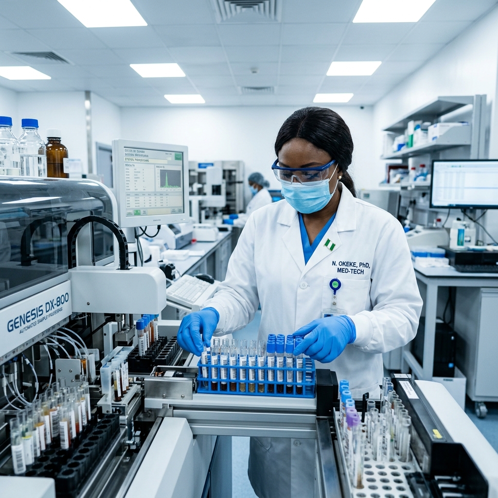 Nigerian scientist in infectious disease lab
